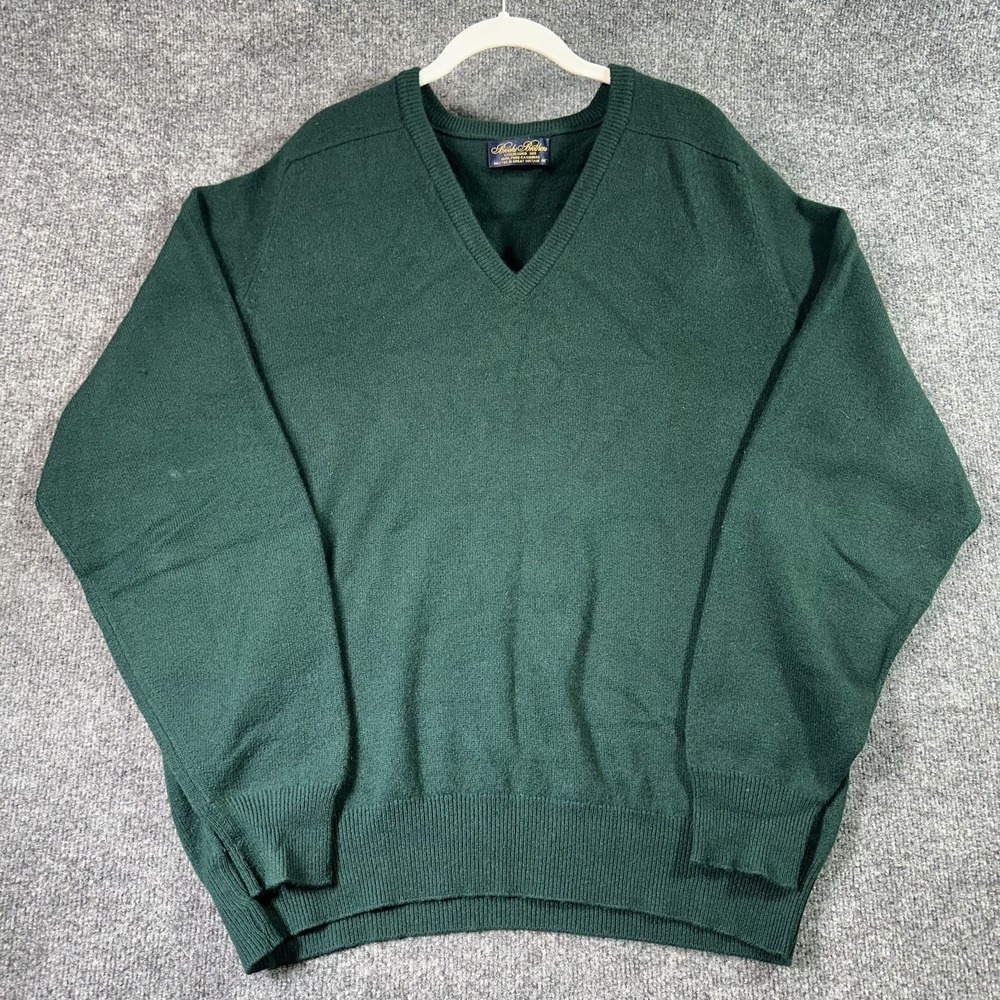 Brooks Brothers 100% Cashmere Sweater 46 XL Green Vintage Made in Great Britain‎